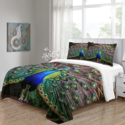 Paon Housse de Couette Imprimée 3D Douce 3 Pièces Literie Garçons Filles