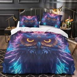 Hibou Housse de Couette Imprimée 3D Douce 3 Pièces Literie Garçons Filles