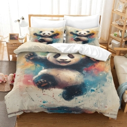 Panda Housse de Couette Imprimée 3D Douce 3 Pièces Literie Garçons Filles