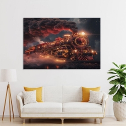 Train à vapeur Peinture sur toile sans cadre, impressions posters art mural pour déco maison chambre bureau