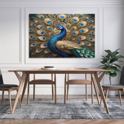 Paon Peinture sur toile sans cadre, impressions posters art mural pour déco maison chambre bureau