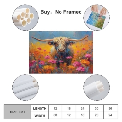 Vache des Highlands Peinture sur toile sans cadre, impressions posters art mural pour déco maison chambre bureau