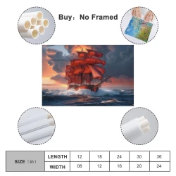 Voilier Peinture sur toile sans cadre, impressions posters art mural pour déco maison chambre bureau