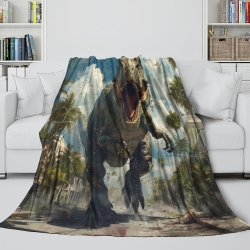 Dinosaure Plaid en Polaire Imprimé 3D Couverture Douce Confortable pour Canapé Lit Bureau