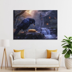 Corbeau Peinture sur toile sans cadre, impressions posters art mural pour déco maison chambre bureau