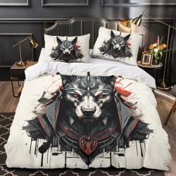 Dieu égyptien Anubis Housse de Couette Imprimée 3D Douce 3 Pièces Literie Garçons Filles
