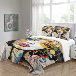 Art abstrait Femmes Housse de Couette Imprimée 3D Douce 3 Pièces Literie Garçons Filles