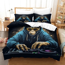 DJ Gorille Housse de Couette Imprimée 3D Douce 3 Pièces Literie Garçons Filles