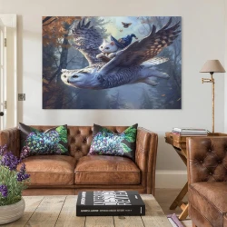 Hibou Peinture sur toile sans cadre, impressions posters art mural pour déco maison chambre bureau