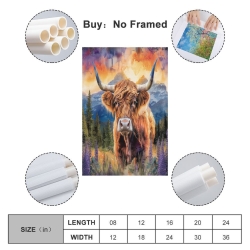 Hochlandrind Unrahmtes Leinwandbild, Wandkunst-Poster-Drucke für Zuhause, Schlafzimmer, Büro Dekoration