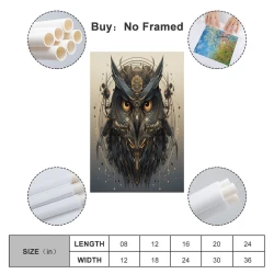 Hibou Peinture sur toile sans cadre, impressions posters art mural pour déco maison chambre bureau