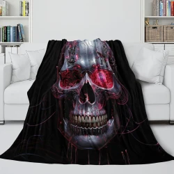 Crâne Plaid en Polaire Imprimé 3D Couverture Douce Confortable pour Canapé Lit Bureau