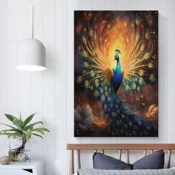 Paon Peinture sur toile sans cadre, impressions posters art mural pour déco maison chambre bureau