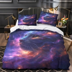 Chat Housse de Couette Imprimée 3D Douce 3 Pièces Literie Garçons Filles