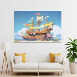 Voilier Peinture sur toile sans cadre, impressions posters art mural pour déco maison chambre bureau
