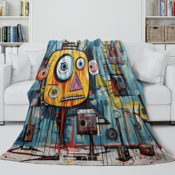 Art abstrait Plaid en Polaire Imprimé 3D Couverture Douce Confortable pour Canapé Lit Bureau