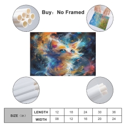 Painted Chat Peinture sur toile sans cadre, impressions posters art mural pour déco maison chambre bureau