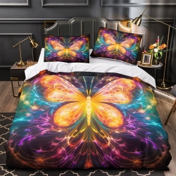 Papillon Housse de Couette Imprimée 3D Douce 3 Pièces Literie Garçons Filles