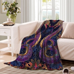 Dragon Plaid en Polaire Imprimé 3D Couverture Douce Confortable pour Canapé Lit Bureau
