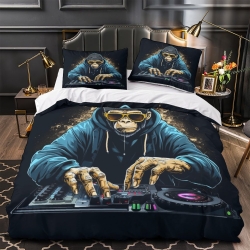 DJ Gorille Housse de Couette Imprimée 3D Douce 3 Pièces Literie Garçons Filles