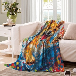 Corgi Plaid en Polaire Imprimé 3D Couverture Douce Confortable pour Canapé Lit Bureau