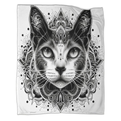Cute Chat Plaid en Polaire Imprimé 3D Couverture Douce Confortable pour Canapé Lit Bureau