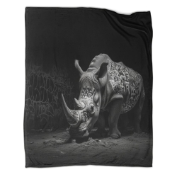 Rhinocéros Plaid en Polaire Imprimé 3D Couverture Douce Confortable pour Canapé Lit Bureau