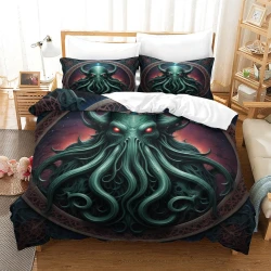 Mythe de l'horreur Cthulhu Housse de Couette Imprimée 3D Douce 3 Pièces Literie Garçons Filles