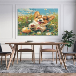Corgi Peinture sur toile sans cadre, impressions posters art mural pour déco maison chambre bureau