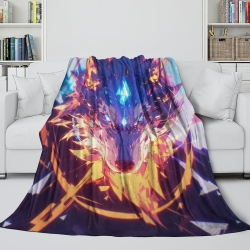 Loup Plaid en Polaire Imprimé 3D Couverture Douce Confortable pour Canapé Lit Bureau