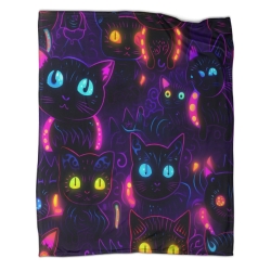 Chat Plaid en Polaire Imprimé 3D Couverture Douce Confortable pour Canapé Lit Bureau