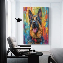 Pastor alemán Perro Pintura en lienzo sin marco, impresiones de pósters arte pared para decoración hogar dormitorio oficina