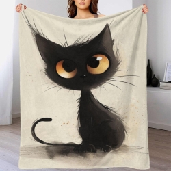 Persian Chat Plaid en Polaire Imprimé 3D Couverture Douce Confortable pour Canapé Lit Bureau