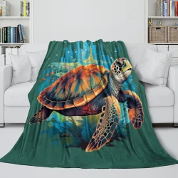 Tortue de mer Plaid en Polaire Imprimé 3D Couverture Douce Confortable pour Canapé Lit Bureau