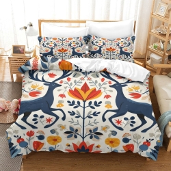 Renne Housse de Couette Imprimée 3D Douce 3 Pièces Literie Garçons Filles
