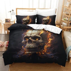 Crâne Housse de Couette Imprimée 3D Douce 3 Pièces Literie Garçons Filles