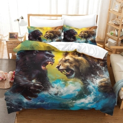 Lion Housse de Couette Imprimée 3D Douce 3 Pièces Literie Garçons Filles