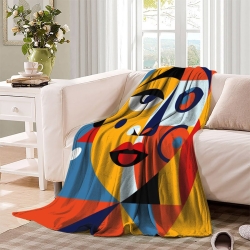 Art abstrait Plaid en Polaire Imprimé 3D Couverture Douce Confortable pour Canapé Lit Bureau