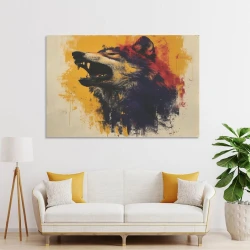 Colorful Wolf Unframed Canvas Painting, Wall Art Poster Prints for Home Bedroom Office Decoration