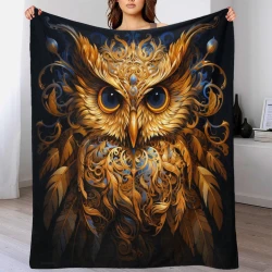 Hibou Plaid en Polaire Imprimé 3D Couverture Douce Confortable pour Canapé Lit Bureau
