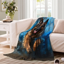Berger allemand Chien Plaid en Polaire Imprimé 3D Couverture Douce Confortable pour Canapé Lit Bureau