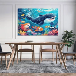 Baleine Peinture sur toile sans cadre, impressions posters art mural pour déco maison chambre bureau