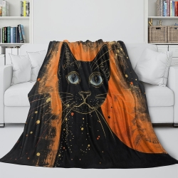 Siamese Chat Plaid en Polaire Imprimé 3D Couverture Douce Confortable pour Canapé Lit Bureau