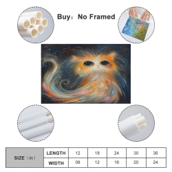 Flame Chat Peinture sur toile sans cadre, impressions posters art mural pour déco maison chambre bureau