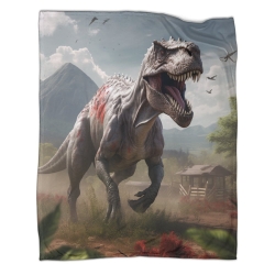 Dinosaure Plaid en Polaire Imprimé 3D Couverture Douce Confortable pour Canapé Lit Bureau