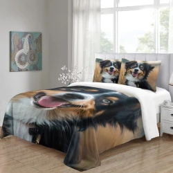 Pastor australiano Funda Nórdica Impresa en 3D Suave 3 Piezas Ropa de Cama para Niños Niñas