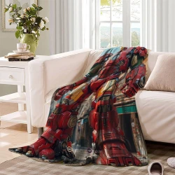 Avengers Iron Man Plaid en Polaire Imprimé 3D Couverture Douce Confortable pour Canapé Lit Bureau