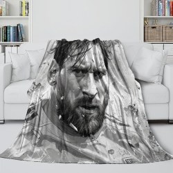 Lionel Messi Plaid en Polaire Imprimé 3D Couverture Douce Confortable pour Canapé Lit Bureau