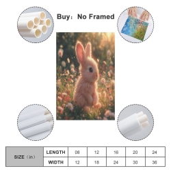 Lapin Petit lapin Peinture sur toile sans cadre, impressions posters art mural pour déco maison chambre bureau