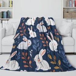 Lapin Petit lapin Plaid en Polaire Imprimé 3D Couverture Douce Confortable pour Canapé Lit Bureau